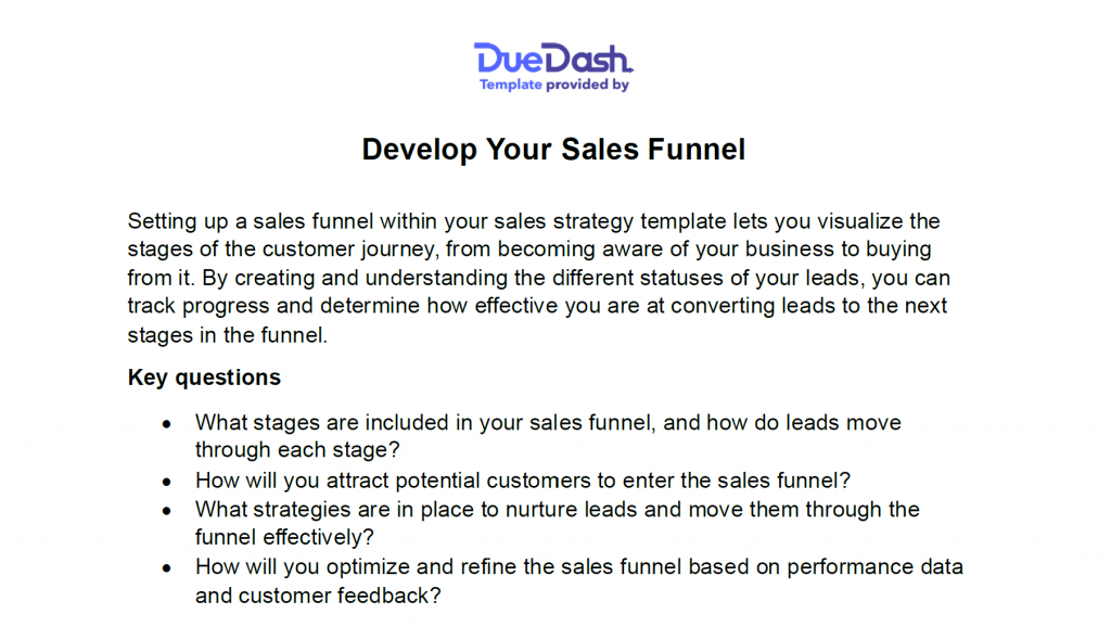 Sales plan Template screenshot